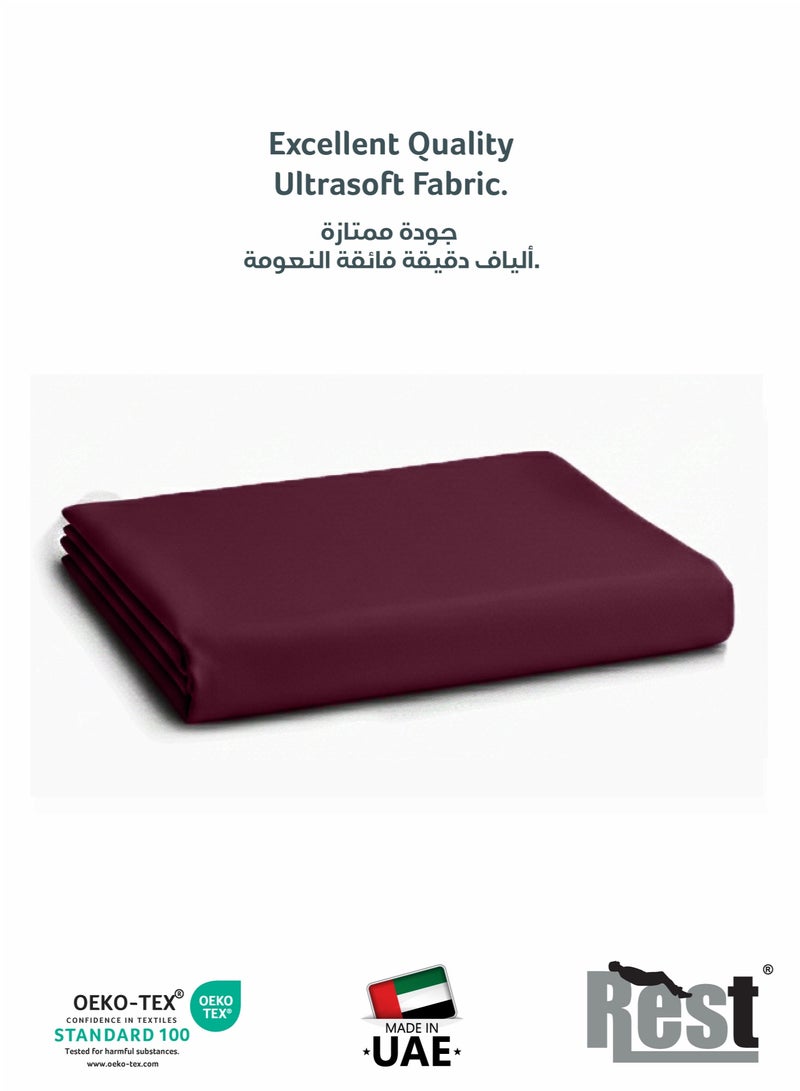 REST Flat Bedsheet 220x240cm Plush Burgundy Breathable Machine Washbale Bedsheet Extra Soft Easy Fit Highly Breathable Bedding & Linen Cover - Image 2